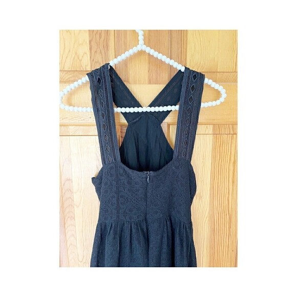 J.O.A. Los Angeles Black Lace A Line Dress Sz S Cross Front Sundress Wedding - Picture 5 of 8